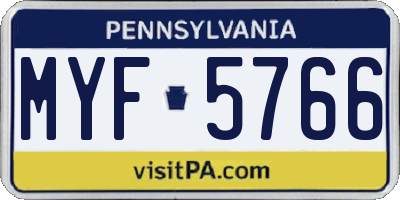 PA license plate MYF5766