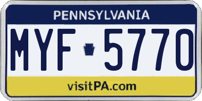 PA license plate MYF5770