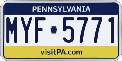 PA license plate MYF5771