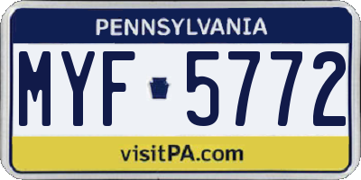PA license plate MYF5772