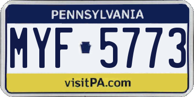 PA license plate MYF5773