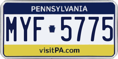 PA license plate MYF5775