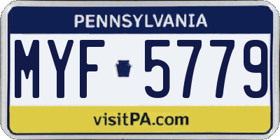 PA license plate MYF5779