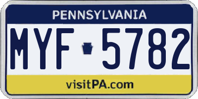 PA license plate MYF5782