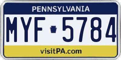 PA license plate MYF5784