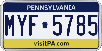 PA license plate MYF5785