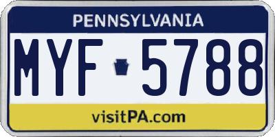 PA license plate MYF5788