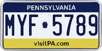 PA license plate MYF5789