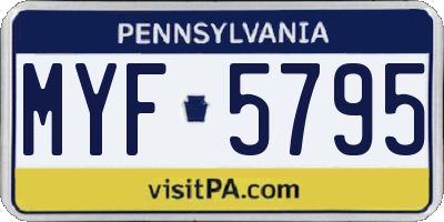 PA license plate MYF5795
