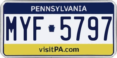 PA license plate MYF5797