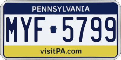 PA license plate MYF5799