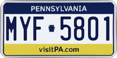 PA license plate MYF5801