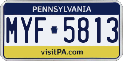 PA license plate MYF5813