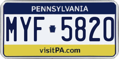PA license plate MYF5820