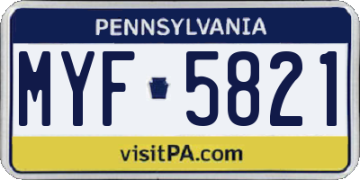 PA license plate MYF5821