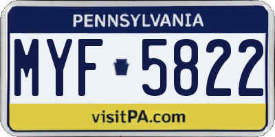 PA license plate MYF5822