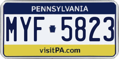 PA license plate MYF5823