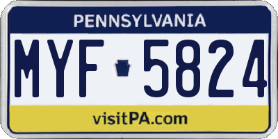 PA license plate MYF5824