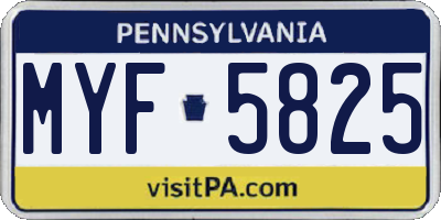 PA license plate MYF5825