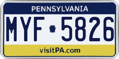 PA license plate MYF5826