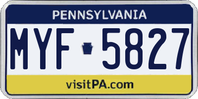PA license plate MYF5827