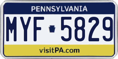 PA license plate MYF5829