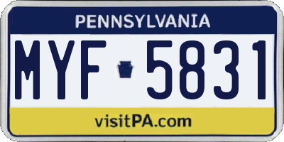 PA license plate MYF5831