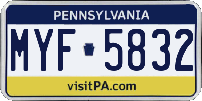 PA license plate MYF5832