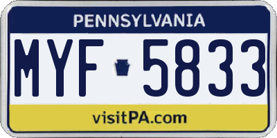 PA license plate MYF5833