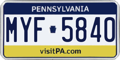 PA license plate MYF5840