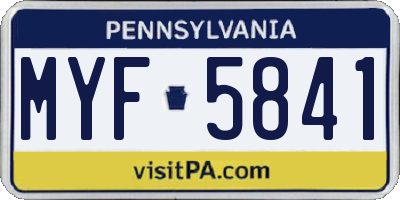 PA license plate MYF5841