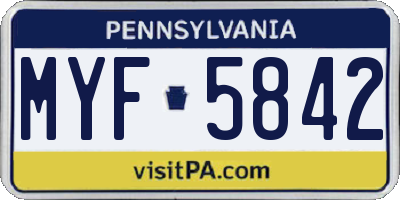 PA license plate MYF5842