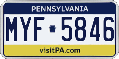 PA license plate MYF5846