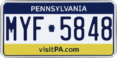 PA license plate MYF5848