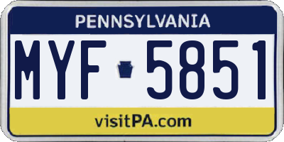PA license plate MYF5851