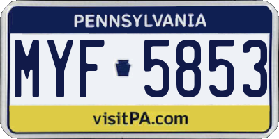 PA license plate MYF5853