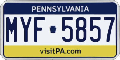 PA license plate MYF5857