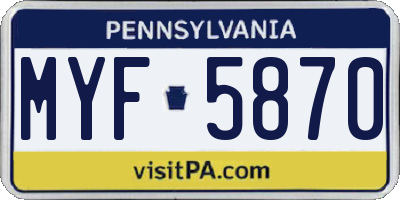 PA license plate MYF5870