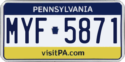 PA license plate MYF5871