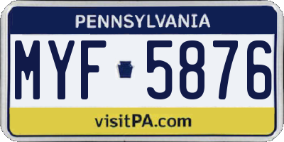 PA license plate MYF5876