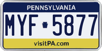 PA license plate MYF5877
