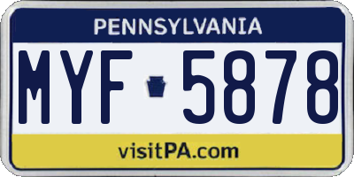 PA license plate MYF5878