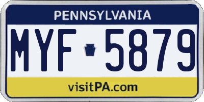 PA license plate MYF5879