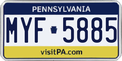 PA license plate MYF5885