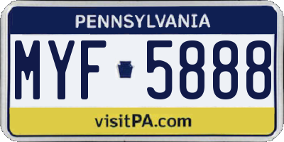 PA license plate MYF5888