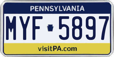 PA license plate MYF5897