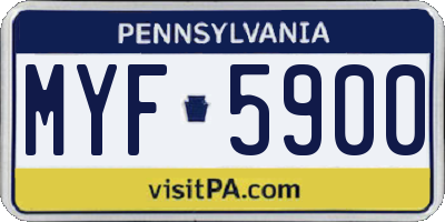 PA license plate MYF5900