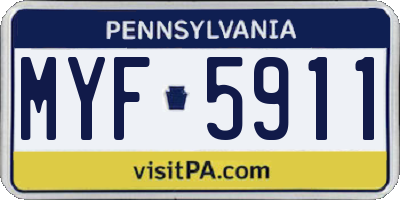 PA license plate MYF5911