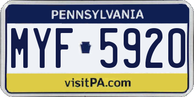 PA license plate MYF5920