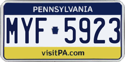 PA license plate MYF5923